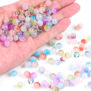 50Pcs Double Color Glass Beads Loose Spacer Round Beads for Jewellery Making Diy Women Girls Bracelet Necklace Earring Jewelry Gift Accessories