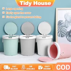 Tidy house 16L Large Capacity Press Trash Bin with Cover Kitchen and Bathroom Trash Can Thick and Durable Garbage Can with Handle New