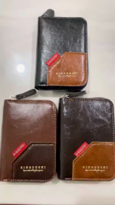 Kingdushi K96-52 Dompet Kecil Resleting Muat Banyak Kartu Emas LM PU Leather Kilat Lilin Keren