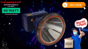 Kawachi Senter Kepala Sensor 40w LG-401T 40 Watt + Touchless Sensor Cree LED Super Terang Tahan Air Waterproof Lithium Cas Recas Rechargeable Tahan Lama 21 Jam 5000 mAh Outdoor Tool Headlight Flash Light Mellius Store