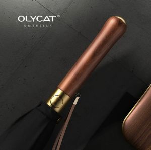 LORDWEY & OLYCAT Luxury 16K Long Umbrella Men Windproof Wooden Automatic Umbrella Rain Women Strong Big OLYCAT Umbrella Sun Golf Parasol Outdoor
