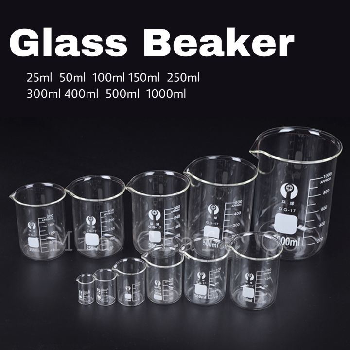 Borosilicate Glass Beaker Chemical Experiment Laboratory Equipment 25ml 50ml 100ml 250ml 300ml 0819