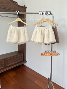 High Waist Elastic Band Casual Plush Shorts Womens Fashionable Versatile Outerwear Breathable Comfortable Spring Autumn