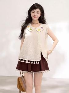 KEIKO | Floral Embroidery Lace Crochet Cotton Summer Sleeveless Shirt