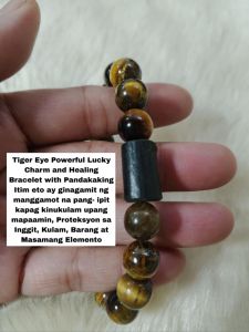 Healing and Lucky Charm Brcelet Tiger Eye with Pandakaking Itim protection