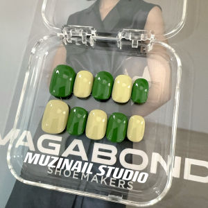 Muzi Wearable Nail Art Handmade Pure Color Spring Summer New Green Series Nail Tips False Nails Beauty Tools from China