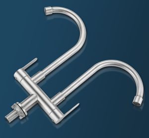 Stainless Double Sink Tap Matt Grey Black Kitchen Faucet Twins Kitchen Tap