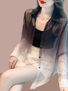 เสื้อเชิ้ตผ้าตาข่ายบางๆ สำหรับผู้หญิง ฤดูร้อน 2025 ทรงหลวม ปกป้องแสงแดด ปกป้องผิว ทรงเข้ารูป แขนยาว ปกปิดคอ ปกป้องผิว