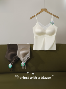 MiiOW | MiiOW Cat Person French Style Satin Mesh Vest Seamless Thin Strap V-Neck Backless One-Piece Gathered Inner Wear Top For Women