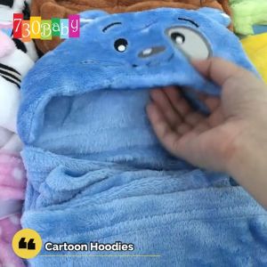 730Baby Baby Newborn Fleece Cute Animal Cartoon Hooded Receiving Hoodie Blanket Soft Selimut Bayi CH