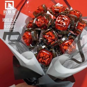 🎁520 hot gift🌹 Wine Red Heart Bouquet (Building Blocks)💥 A bouquet that never fades 💖