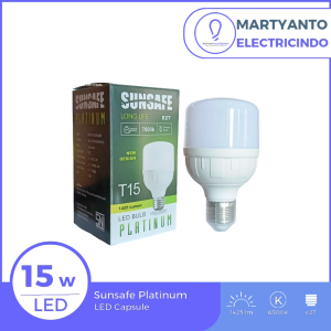 Lampu LED Bohlam Sunsafe Platinum 15 Watt Warna Putih