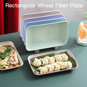 Rectangular Wheat Fiber Saucer Plates Dumplings Fruit BBQ Fish Steak Dish Unbreakable Dishware