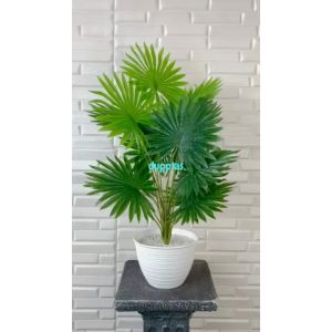 Pohon Daun Palem Kipas Sadeng X18 Semi Latex Artificial Pot Tawon D21 Putih Plastik Tanaman Hias Pajangan Dekorasi Ruangan Rumah