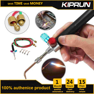 KIPRUN Mini Gas Little Torch Portable Acetylene Oxygen Torch Soldering Mini Welding Soldering Kit  Gas Welding Torch Equipment Jewelry Stainless Steel Welding Soldering Tool with 5 Tips Connetor