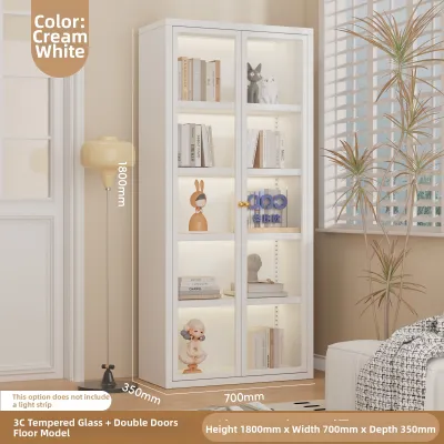 DIBIOU | Home Steel Dust-proof Bookshelf with Glass Doors