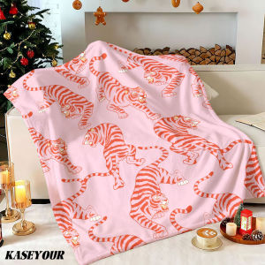 Beast Kingdom | Pink Tigers Pattern Winter Summer Flannel Blanket Throw Fleece Soft Fuzzy Plush Cozy Fleece Blankets for Sofa Ideal Gifts