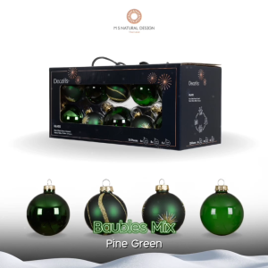 เซ็ตลูกบอลคริสต์มาส 20 ลูก/กล่อง Pine Green - Christmas Bauble Glass Set | Ø 5/6/7 cm.