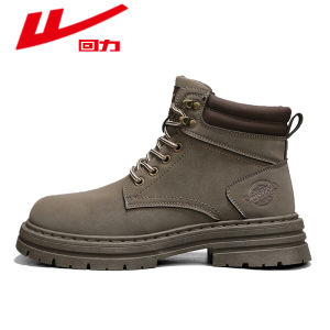 Mens High Top Work Boots British Style Martin Boots Casual Wear Resistant Rubber Sole round Toe Fabric Lined Autumn Winter Shoes