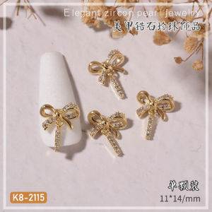 3D Butterfly Knot Pearl Star Drop Earrings Nail Art Decorations Diamond Heart Rabbit Zirconia Rhinestone Nail Accessories