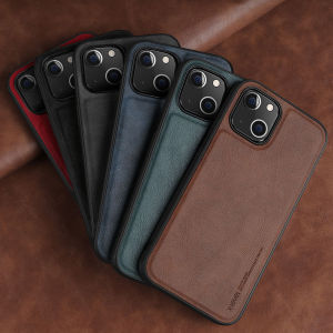 X-LEVEL iPhone 13 pro Max 12 14 11 15 plus 16 Simple Single Shell Crazy Horse Pattern Naked Leather Protection Case Apple Phone Cover