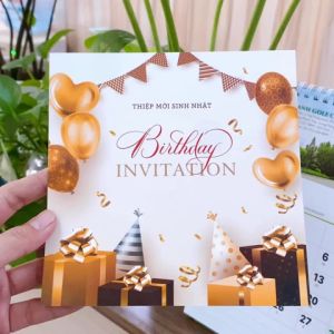 Bộ 10 Thiệp Mời Sinh Nhật Sang Trọng 14.5 x 14.5cm
