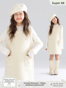 MUCMUKN | Soft Circle Wool Tweed Dress for Girls