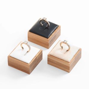 Wooden Ring Display Stand Rings Organizer Jewelry Holder Jewelry Show Props Jewelry Box Packaging Leather And Velvet Case