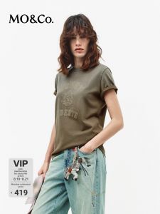 MO&Co. | Vintage Washed Print Cotton Round Neck T-Shirt