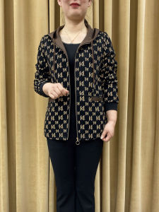 Fashionable Hooded Jacket Coat Loose Belly Cover Casual Stylish Ageless Mommy Clothes Autumn New Arrival Single Button Closure