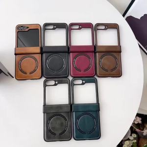 szhaiyu | Luxury Magnetic Retro Leather Phone Case for Samsung Galaxy Z Flip 8 7 6 5 4 Flip8 Flip7 FE with Hinge Protective Cover
