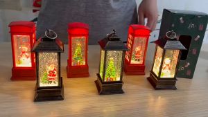 Christmas Flame Light Hanging Lantern Snowman Night Light Home Decor Christmas Decoration Kerst Home Light Wind Light Desktop Decoration Lamp Portable Vintage Battery Powered