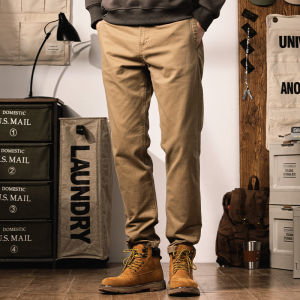 American Retro Casual Pants Mens Black Straight Cotton Workwear Long Trousers Spring Autumn Youth Wear Straight Leg Trousers