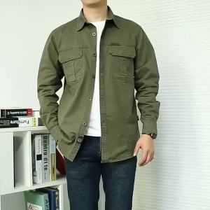 ขนาดใหญ่ขนาด M-6XL ผู้ชายฤดูใบไม้ผลิทหารลำลองผ้าฝ้ายสีดำสีฟ้าเสื้อแขนยาวใหม่ฤดูใบไม้ร่วงผู้ชายกองทัพสีเขียวเสื้อเดินป่าเสื้อ