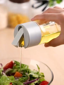 GAA Glass Oil Container Condiments Bottle Automatic Open Cover No-Leak Design