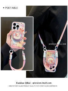 Cute Cat Earphone Listening Music Magnetic Absorption Silicone Protective Case for iPhone 17/16/15 pro Max Apple 14 13 12 11 Handheld Crossbody Anti-fall