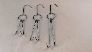 ตะขอเกี่ยวเป็ด ตะขอสแตนเลส ตะขอแขวนสแตนเลส 10 ชิ้น สำหรับเป็ดย่าง ไก่ย่าง และเนื้อสัตว์ต่างๆ หมุนได้ 360 องศา