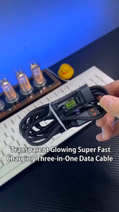 100W 3-in-1 Super Charging Cable 6A Micro USB Type C Fast Charger Type-C Data Cable for Samsung Android iOS Carry On