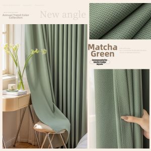 Matcha Green Color Light-Blocking Curtains