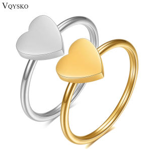 VQYSKO Personalized Initial Custom Heart Ring Love Minimalist Letter Name Circle Santa Claus Gift for Her Couple