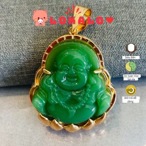 Mặt Dây Chuyền Phật Di Lạc Cẩm Thạch Xanh Vui Vẻ -- Đeo May Mắn Hạnh Phúc Bình An Lokalo