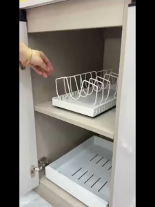 Pull out Pots and Pans Organizer Under Cabinet Sliding Pot Lid Holder Pull out Dishes Spice jar Storage Rack Kitchen Organizer