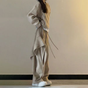 Retro Loose Casual Womens Set Spring Autumn 2025 New High-End Sweatshirt Jacket Wide Leg Pants Two-Piece Set Fashionable