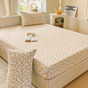 Dansunreve New Fitted Bedsheet Washed Cotton Super Soft Bed Sheet with Rubber Single/Super Single/Queen/King Mattress Protector