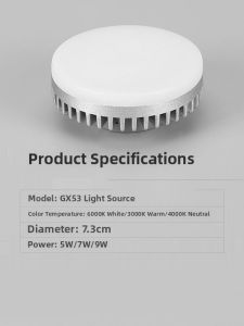 Gx53 Led Bulb 220V 5W 7W 9W Tri-Color Absorbed Ceiling Light Bulb Home Decor Lighting Source