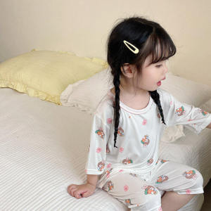 Summer Baby Sleeveless Air Conditioned Yuke Silk Thin Home Clothes Childrens Sleepwear Boys Girls Casual Comfortable Home Suit