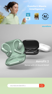 Soundcore AeroFit 2 Open-Ear Headphones หูฟังแบบเปิดหู หูฟังไร้สาย น้ำหนักเบา ใส่สบาย มาพร้อมระบบเสียง รองรับการชาร์จไร้สAll-Day Comfort Rich Sound Hassle-Free Recharge Crystal-Clear Calls Compatible with iPhone 16 Samsung Galaxy S25 Google Pixel 8