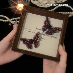 Summer Butterfly Water Diamond Hair Clip Womens Shoulder Length Hair Styling Side Bangs One Word Duckbill Hair Clip