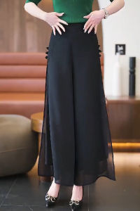 Shalldoer | Drapey Chiffon Culottes Womens Loose High-Waisted Ankle-Length Pants