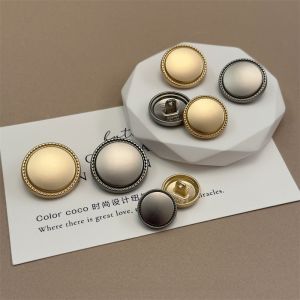 Matt Finish Metal Button Hand Sewn Simple Elegant Flat Edge Coco Color Knob for Sweater Coat DIY Sewing Accessories